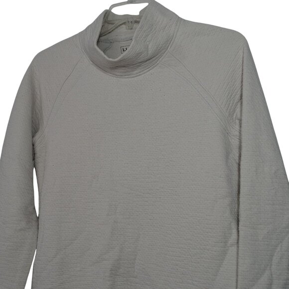 LL Bean PrimaLoft Mock Neck Textured Shirt Women Size M Off-White Cream Layering - Picture 2 of 11